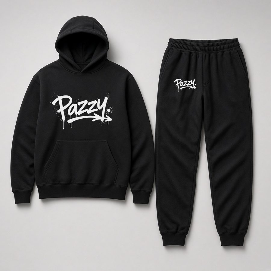 Pazzy black up-and-down hoodie and jogger set